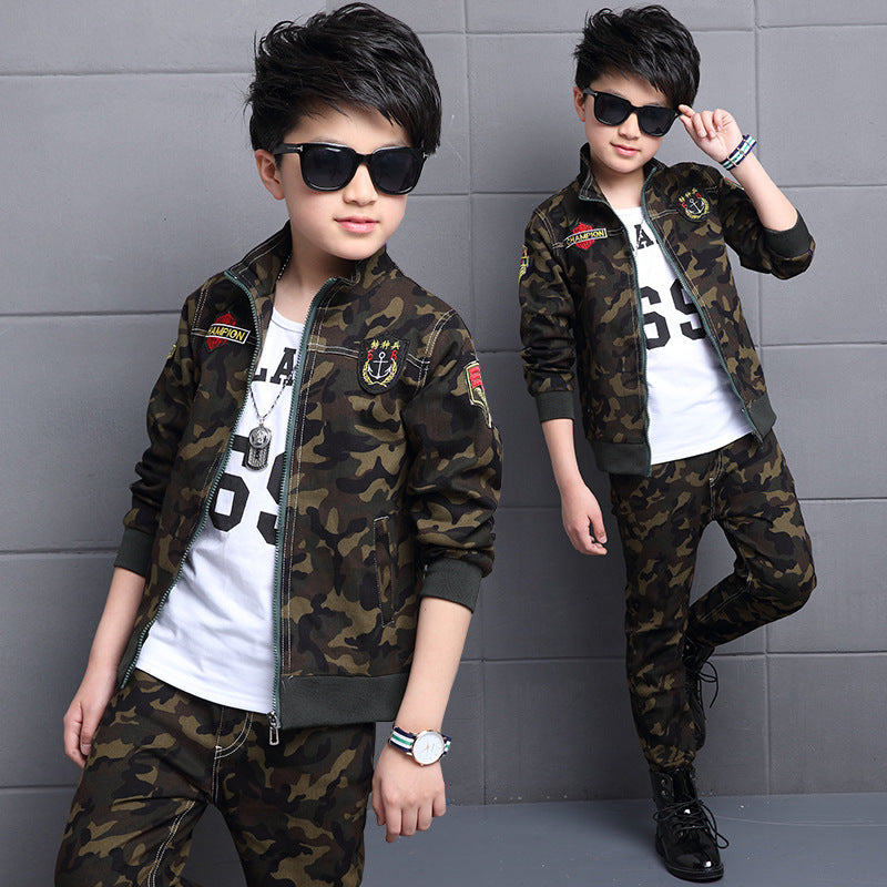 Children's Camouflage Uniform Suit Military Sports Two-piece Set