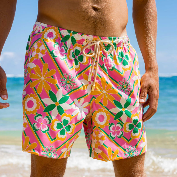 Men's Printed Loose Hot Springs Casual Beach Shorts