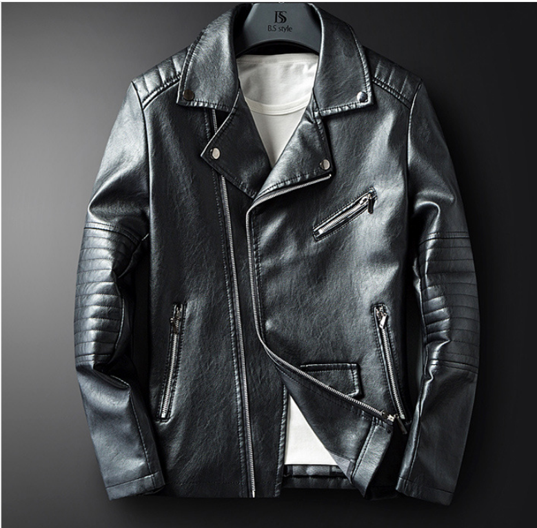 Men's Zipper Washed PU Leather Coat for Stylish Spring and Autumn Days