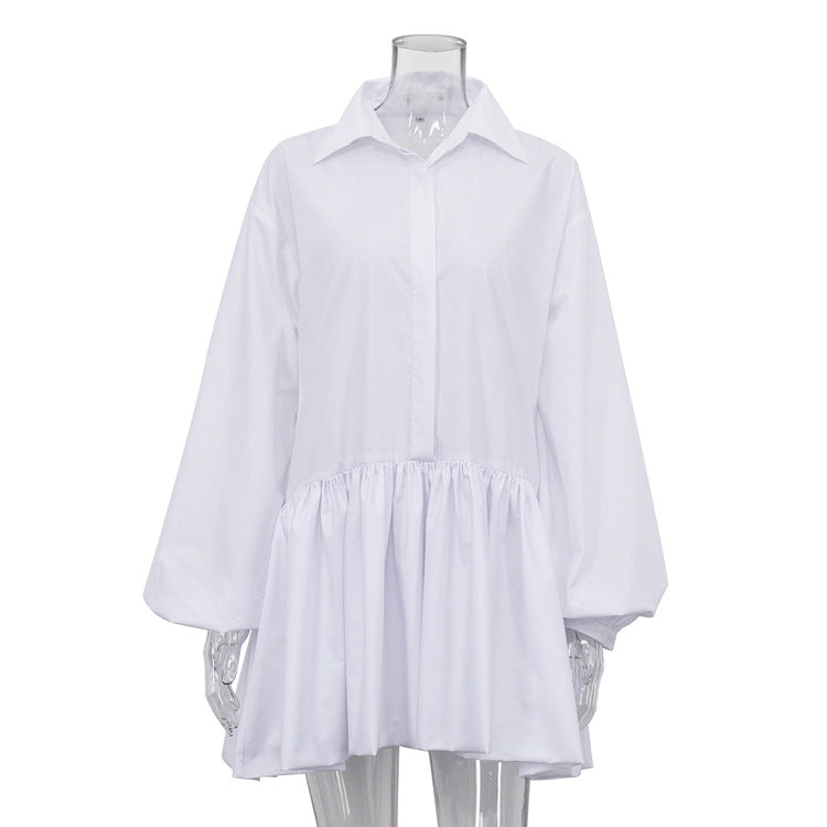 Puff Sleeve Shirt Dress Women