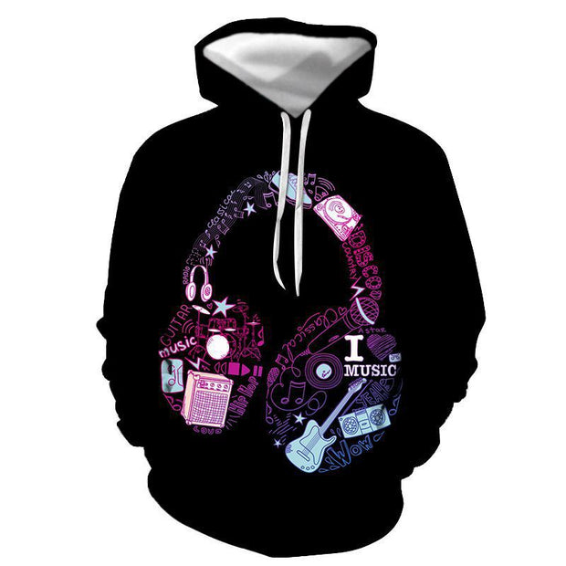 Musical Note Printed Couple Hoodies