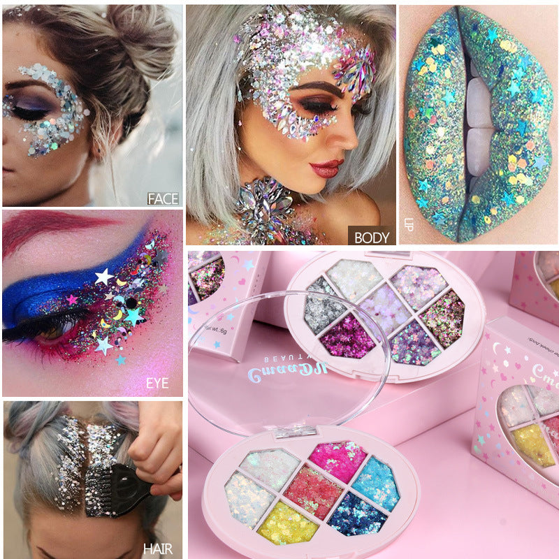 Face Jewels Eyeshadow Shimmer Pigment Body Face Eye Glitter Sequin Gel Cream Eye Shiny Skin Face Festival Cosmetic Glitter