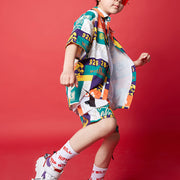 Fashion Printed Children's Short Sleeve Suit