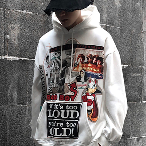 White Hip Hop Hoodie Streetwear Korean Fashion Gothic Sweatshirt Spring Tops Casual Funny Spring Autumn Harajuku Hoodies Male