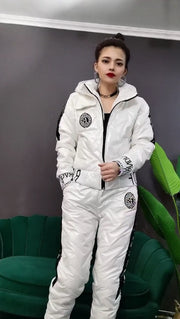 Women's Hooded Padded Cotton Coat Cotton Pants Casual Two-piece Suit