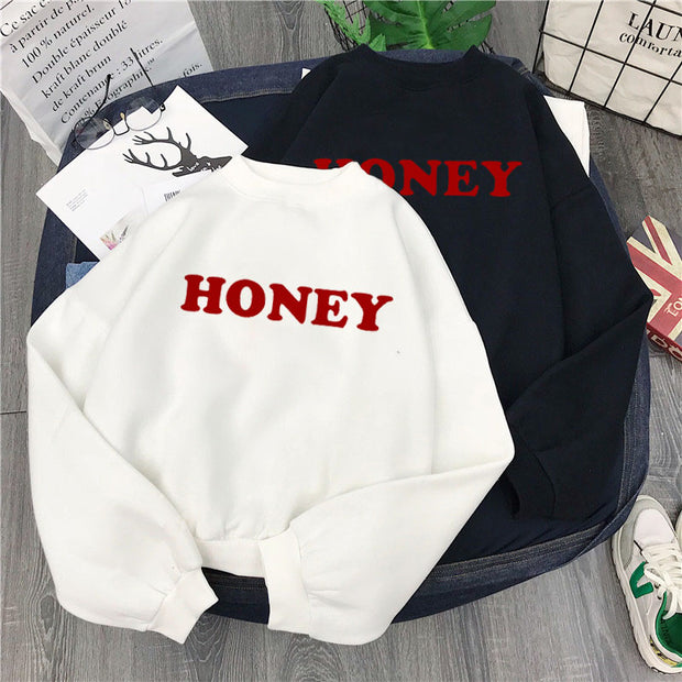 Cozy Winter Honey Print Hoodies for Women