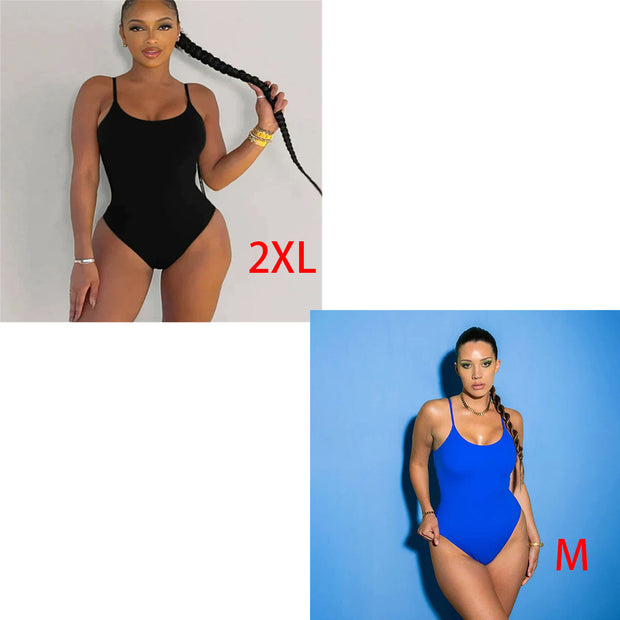 Sling Backless Tether Plus Size Solid Color Triangle One-piece Swimsuit