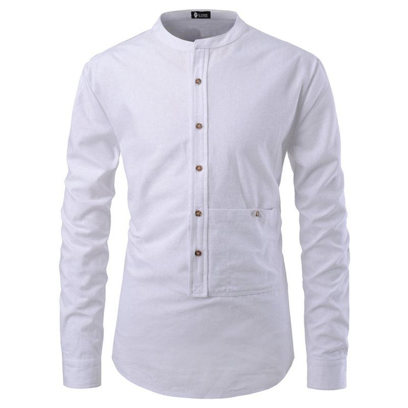 Korean-Inspired Men's Slim Fit Long Sleeve Dress Shirt