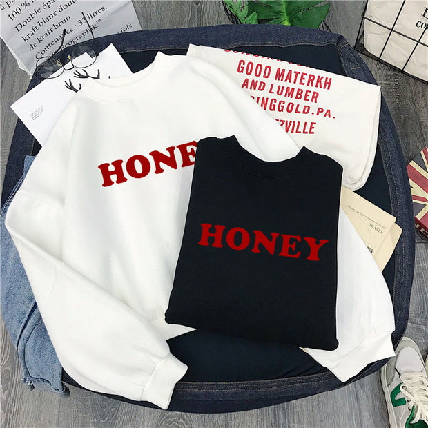 Cozy Winter Honey Print Hoodies for Women