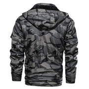 Winter Men Leather Jacket with Thick Military Hood