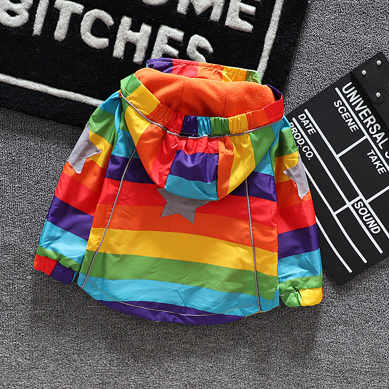 Colorful Kids Rainbow Hooded Coat