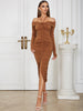 European And American Advanced Halter Shoulder-baring Slimming Pleated Skinny Long Bandage One-piece Dress