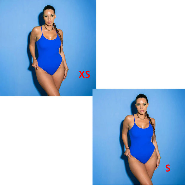 Sling Backless Tether Plus Size Solid Color Triangle One-piece Swimsuit