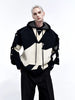 Black And White Fake Two-piece Embroidered Hooded Knitted Hoodie Jacket For Men