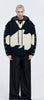 Black And White Fake Two-piece Embroidered Hooded Knitted Hoodie Jacket For Men