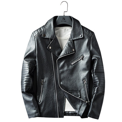 Men's Zipper Washed PU Leather Coat for Stylish Spring and Autumn Days