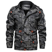 Winter Men Leather Jacket with Thick Military Hood