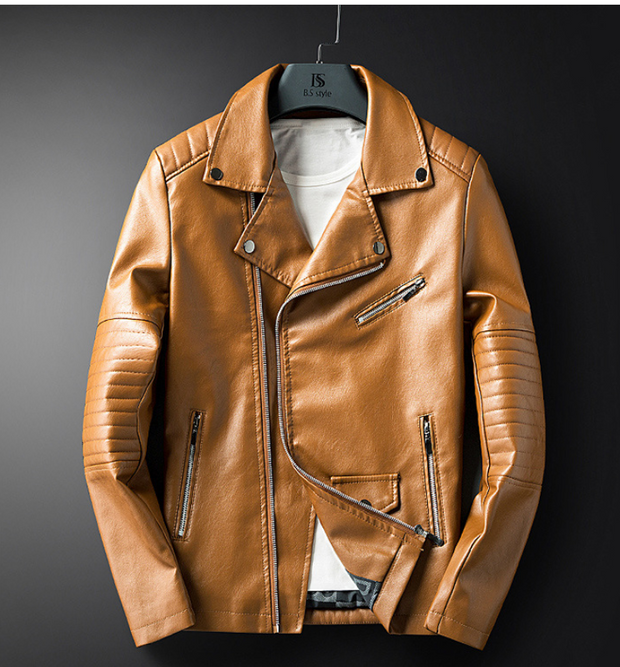 Men's Zipper Washed PU Leather Coat for Stylish Spring and Autumn Days