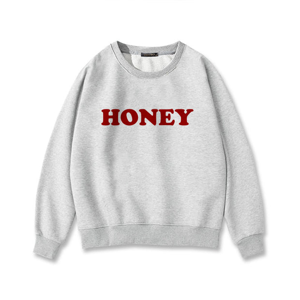 Cozy Winter Honey Print Hoodies for Women