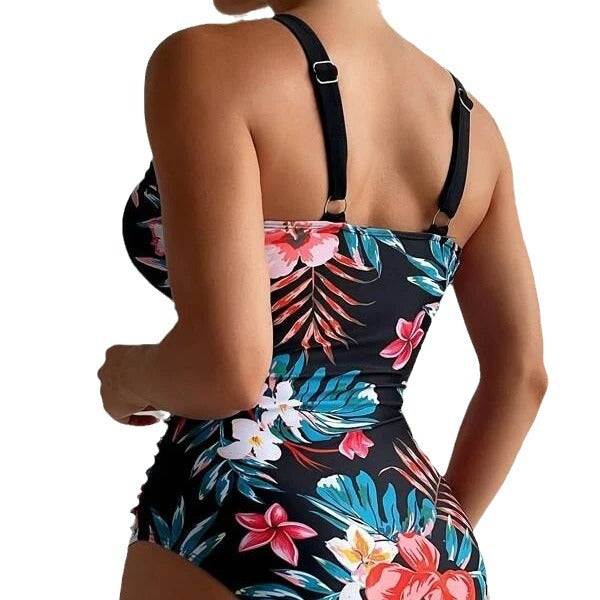 Women's Floral Bikini One-piece Swimsuit