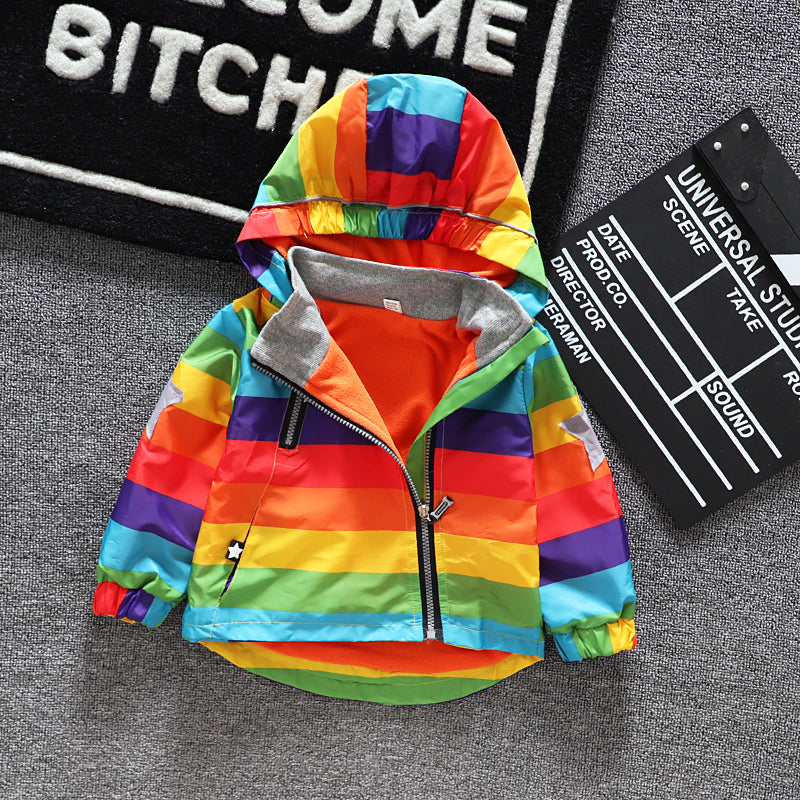 Colorful Kids Rainbow Hooded Coat