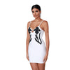 Women's Fashion Suspenders Flower Rhinestone Bandage One-piece Dress