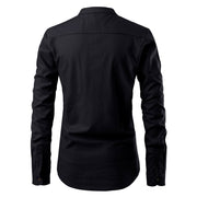 Korean-Inspired Men's Slim Fit Long Sleeve Dress Shirt