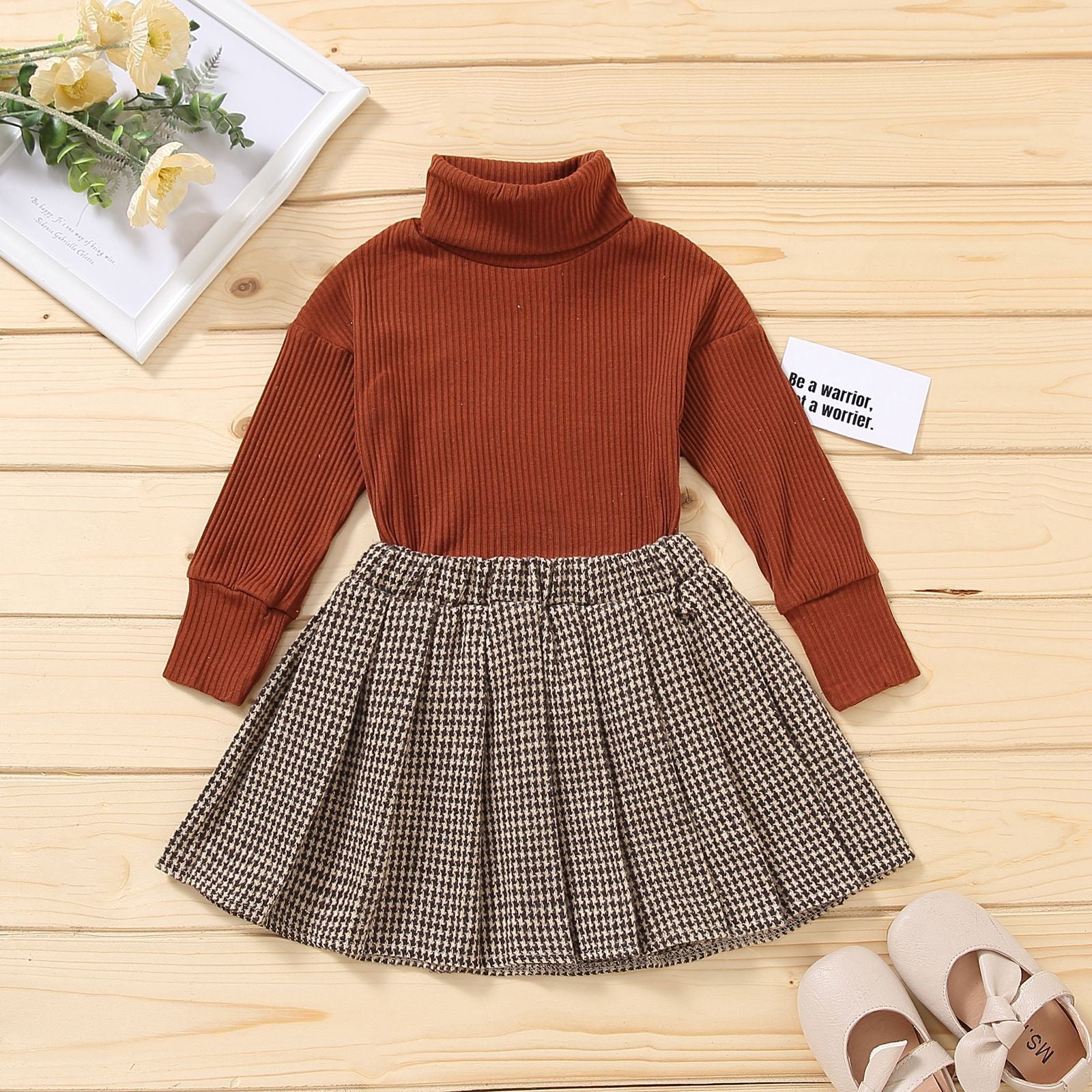 Adorable Kids Fall Skirts and Turtleneck Outfit