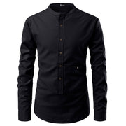 Korean-Inspired Men's Slim Fit Long Sleeve Dress Shirt