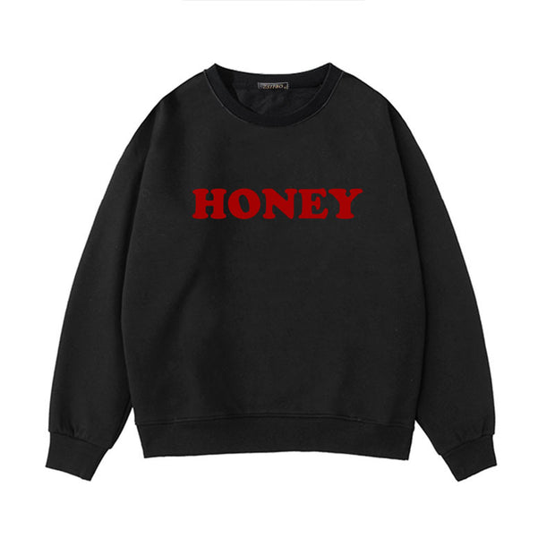 Cozy Winter Honey Print Hoodies for Women