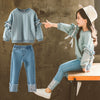 Girls' Lace Sleeve Jeans Two-Piece Set