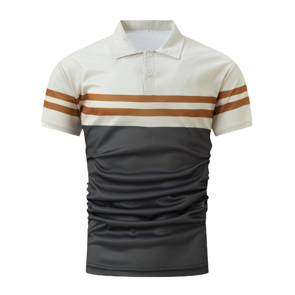 Striped Printed Men's Casual Polo Shirt