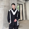 Black And White Color Matching Temperament Pullover Shirt Lapel