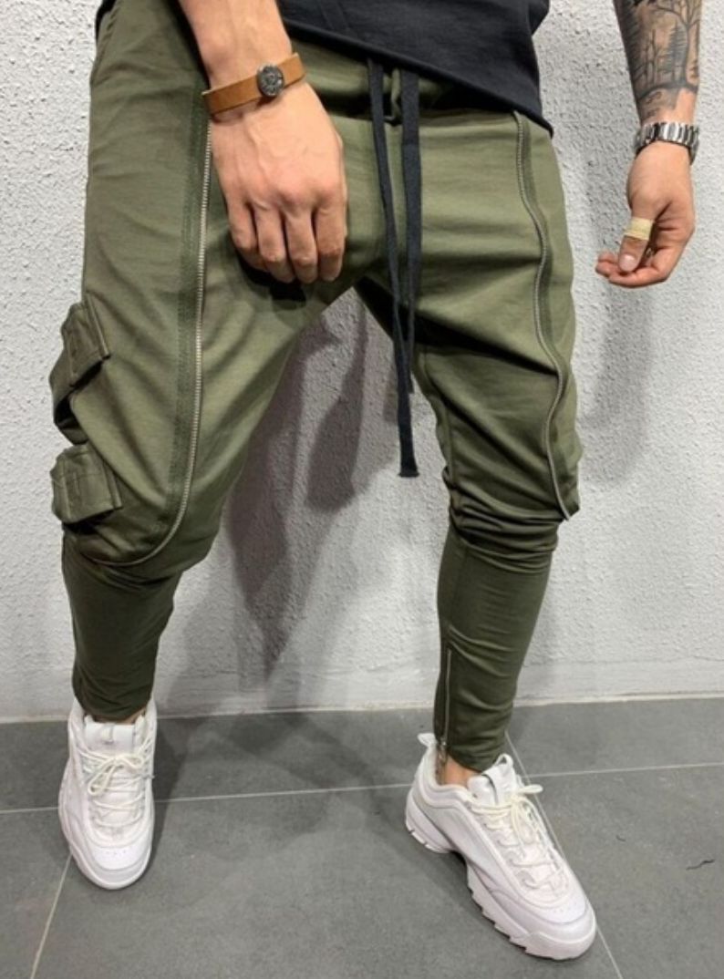 Trendy Zipper Side Pocket Rope Trousers for Men