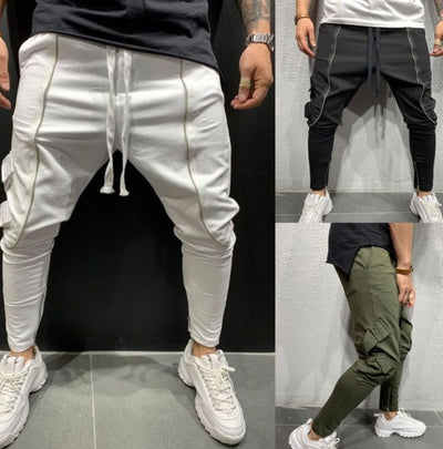 Trendy Zipper Side Pocket Rope Trousers for Men