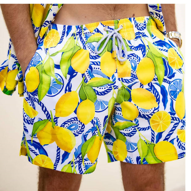 Men's Printed Loose Hot Springs Casual Beach Shorts