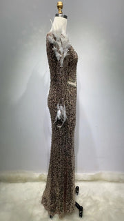 Sequins Sheath Long Bandage One-piece Dress