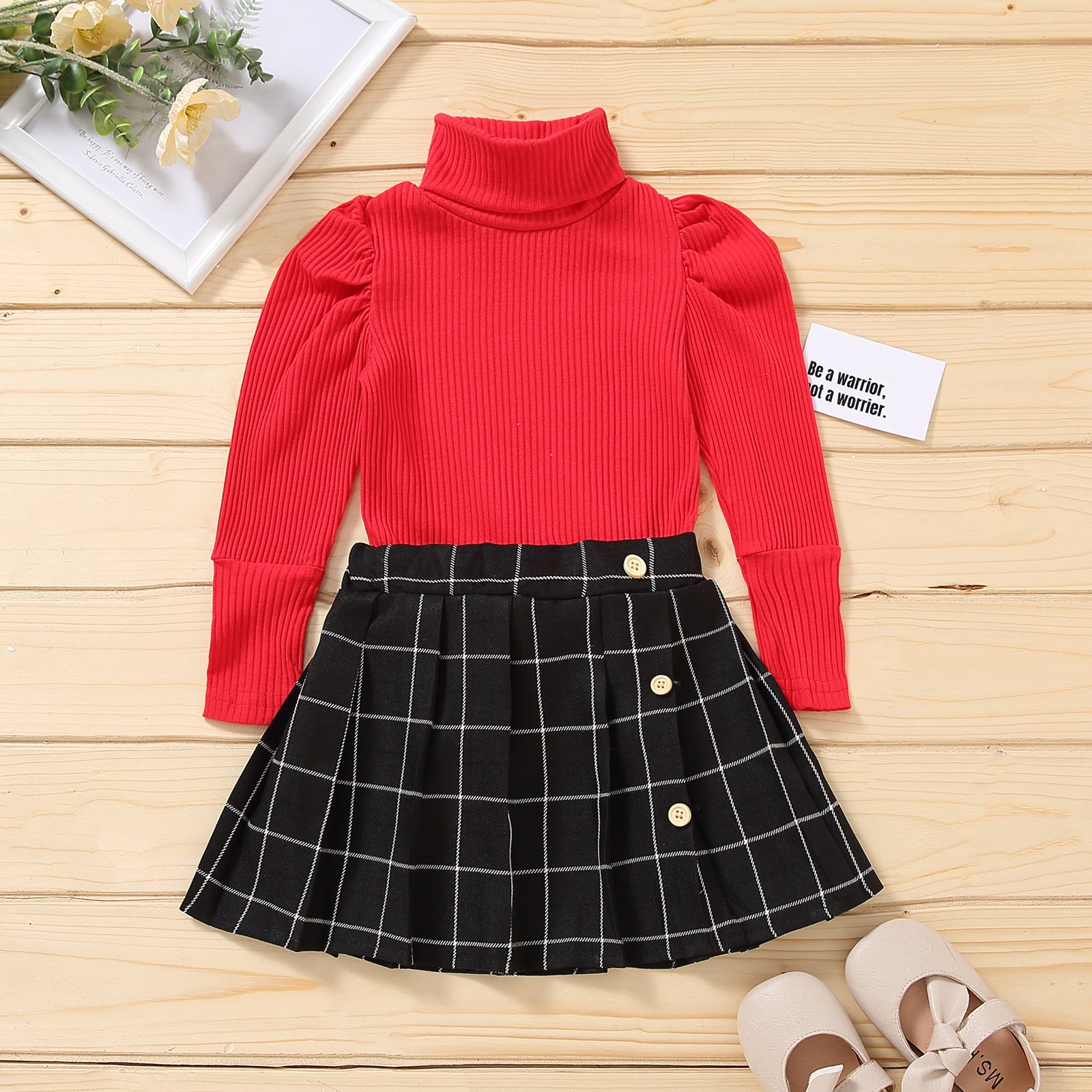 Adorable Kids Fall Skirts and Turtleneck Outfit