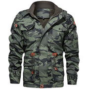 Winter Men Leather Jacket with Thick Military Hood